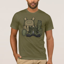 Camiseta Botas de Combate y Equipo Táctico