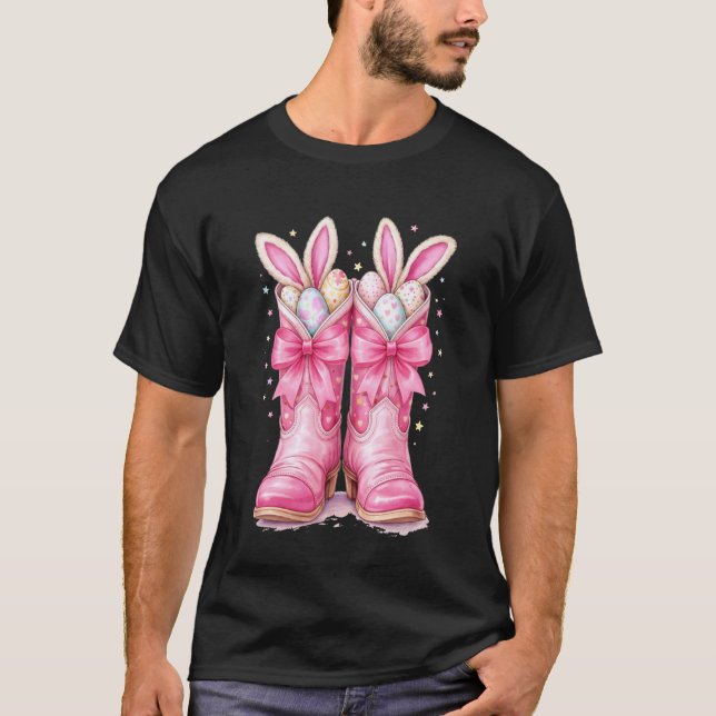 Camiseta Botas de conejo de Pascua Howdy vaqueras Oeste (Anverso)