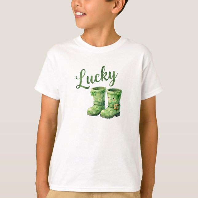 Camiseta Botas de duende afortunado Día de Patrick acuarela (Anverso)