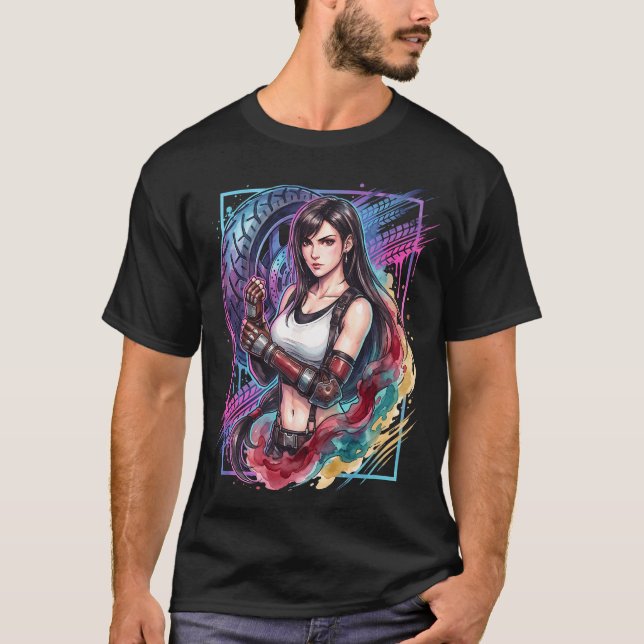 Camiseta Botas de falda negra de Tifa Lockhart de Final Fan (Anverso)