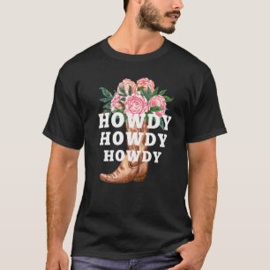 Camiseta Botas de flores Howdy Western Country Vaquera Prem