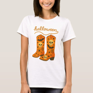 Camiseta Botas de Halloween Espeluznante Western Rodeo