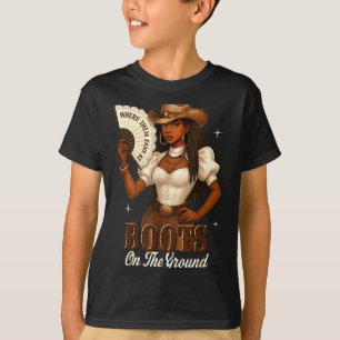 Camiseta Botas de Historia Negra en el Terreno Vaquera Occi