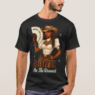 Camiseta Botas de Historia Negra en el Terreno Vaquera Occi