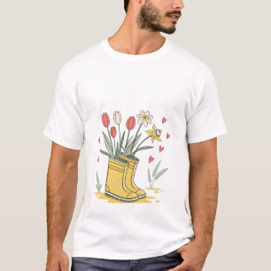 Camiseta Botas de Lluvia de Jardín de Primavera -
