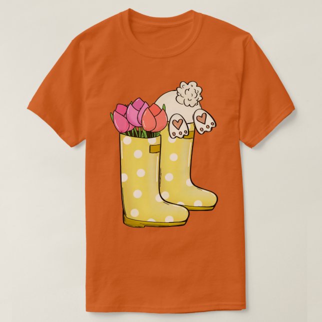 Camiseta botas de lluvia de primavera 1 (Diseño del anverso)