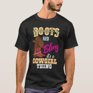 Camiseta Botas de Niña Brillan Es Cosa de Vaquera a Caballo
