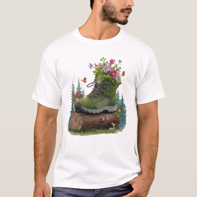 Camiseta Botas de senderismo de flores silvestres (Anverso)