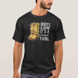 Camiseta Botas de vaquera brillo flor adorable amor país