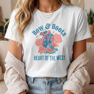 Camiseta Botas de vaquera con lazo rosa western floral cora