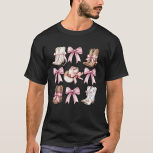 Camiseta Botas de vaquera coquetas con lazos rosas estética