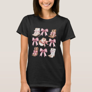 Camiseta Botas de vaquera coquetas con lazos rosas Estética