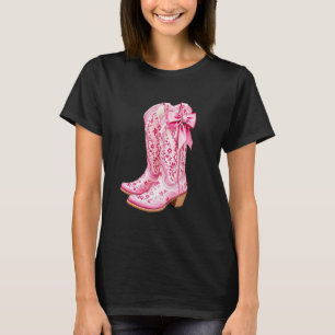 Camiseta Botas de vaquera rosa con lazo para bebé Preppy y2