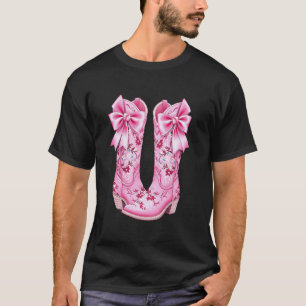 Camiseta Botas de vaquera rosas con lazo para bebé Preppy y