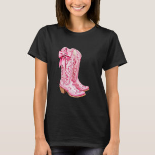 Camiseta Botas de vaquera rosas con lazo para bebé Preppy y