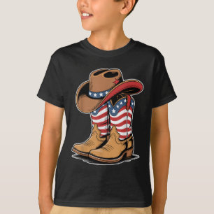 Camiseta Botas de vaquero de bandera patriótica occidental 