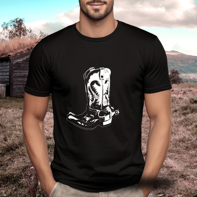 Camiseta Botas de vaquero del oeste salvaje (Cowboyboots, cowboy boots, wild west, black and white t-shirt. Add your own text.)