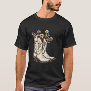 Camiseta Botas de vaquero Flores Estética Vaquera Occidenta