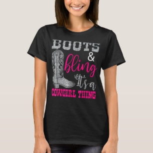 Camiseta Botas divertidas de vaquera con brillo para mujere
