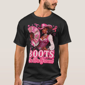 Camiseta Botas en el Suelo Howdy Cáncer de Mama Rosa