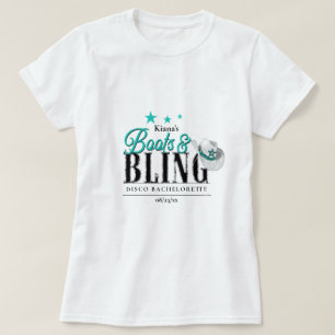 Camiseta Botas 'n Bling Disco Despedida de Soltera Teal ID9