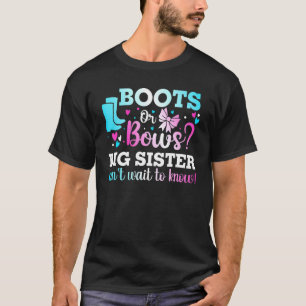 Camiseta Botas o lazos Revelación de género de hermana mayo