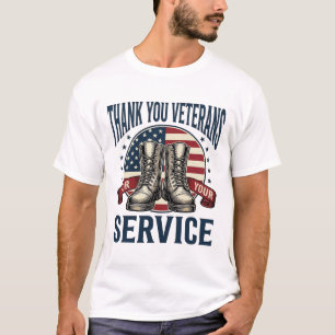Camiseta Botas Patrióticas de Veteranos de Agradecimiento D