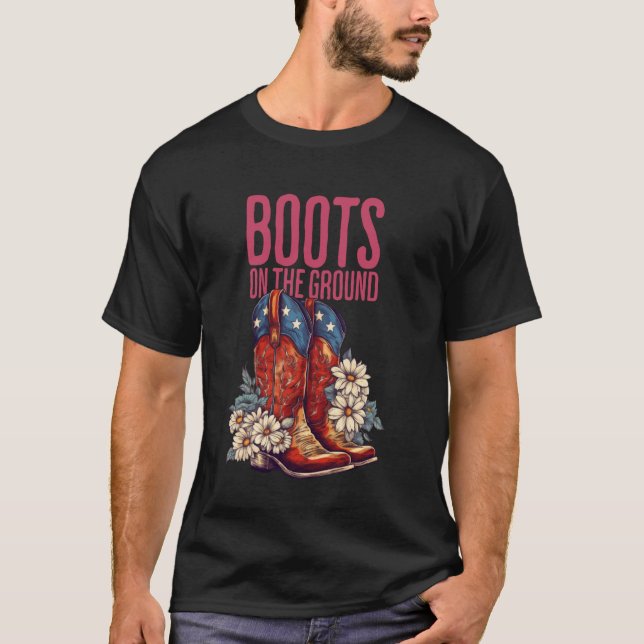 Camiseta Botas vaqueras en el suelo Botín de baile en línea (Anverso)
