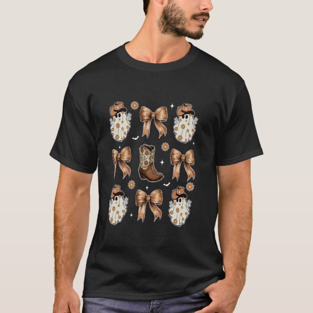 Camiseta Botas vaqueras occidentales fantasma de Halloween  (Anverso)