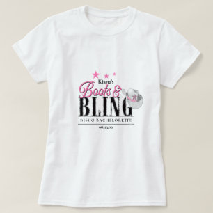 Camiseta Botas y Brillo Disco Despedida de Soltera Blanca I