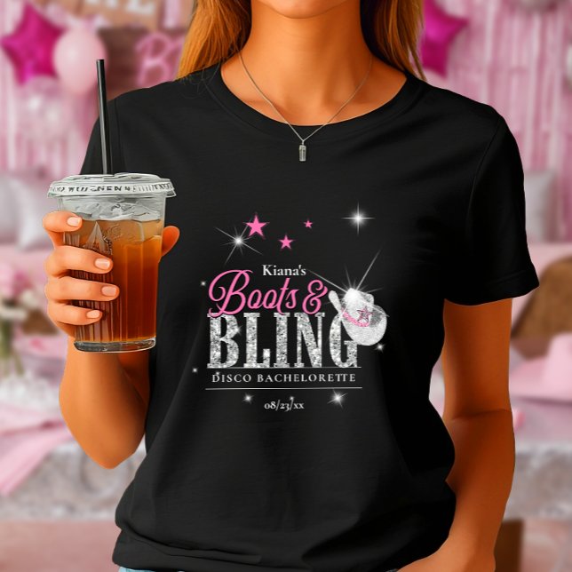 Camiseta Botas y Brillo Disco Despedida de Soltera Negra ID (Subido por el creador)