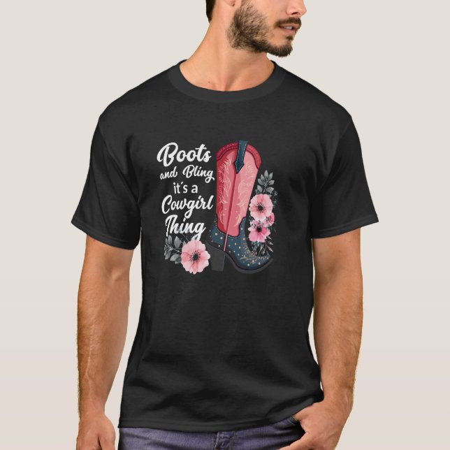 Camiseta Botas y brillo es algo de vaquera Flores Oeste (Anverso)