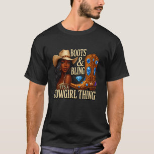 Camiseta Botas y Brillo Es una Cosa de Vaquera Melanina Neg