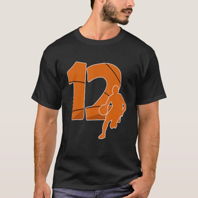 Camiseta Bote de Baloncesto de cumpleaños número grande 12  (Anverso)
