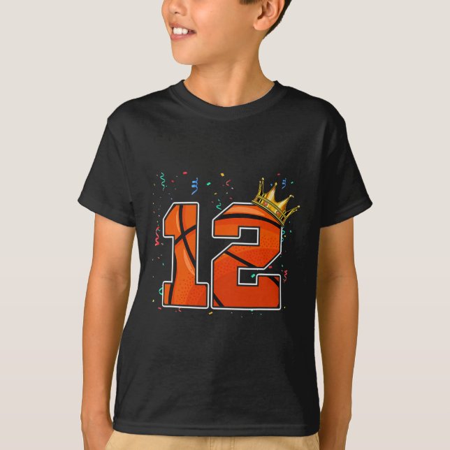 Camiseta Bote de Baloncesto de cumpleaños número grande 12  (Anverso)