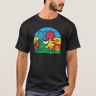 Camiseta Bote de rompecabezas Baloncesto Retro Autismo Conc