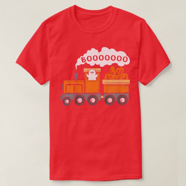 Camiseta Bote de tren de Halloween divertida calabaza de fa (Diseño del anverso)