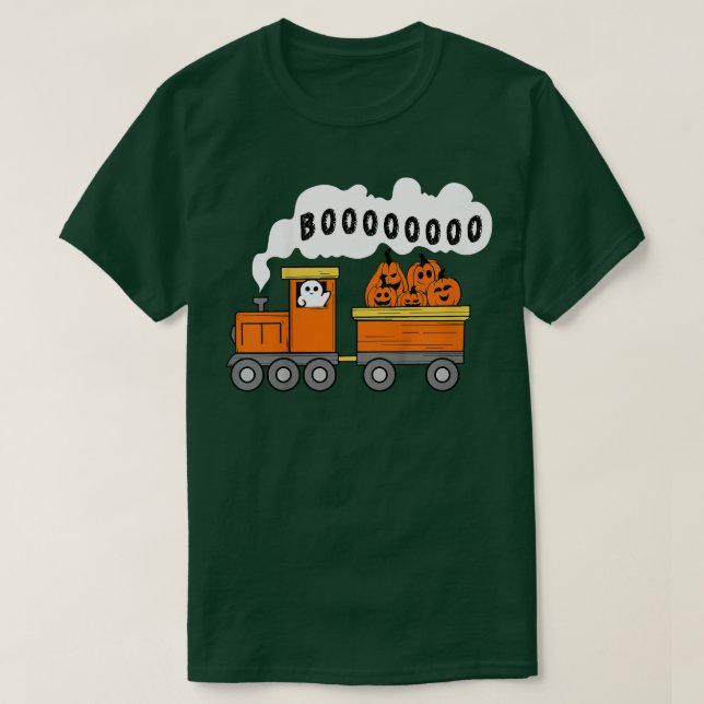 Camiseta Bote de tren de Halloween divertida calabaza de fa (Diseño del anverso)