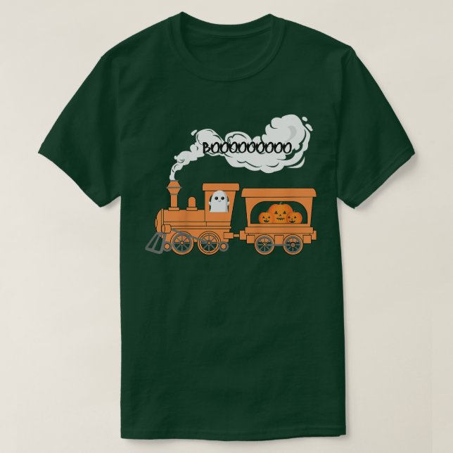 Camiseta Bote de tren de Halloween divertida calabaza de fa (Diseño del anverso)