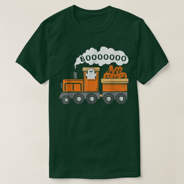 Camiseta Bote de tren de Halloween Funny Ghost Pumpkin Todd (Diseño del anverso)