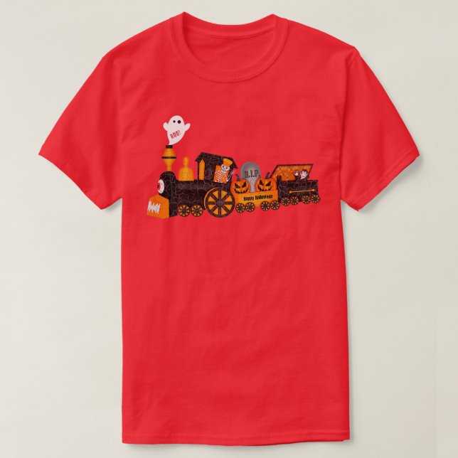 Camiseta Bote de tren de Halloween niños Famoso Ghost Skele (Diseño del anverso)