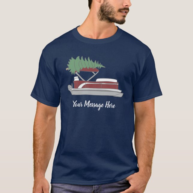 Camiseta Bote pontón con árbol de Navidad arriba (Anverso)