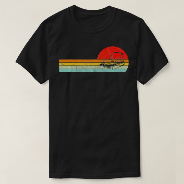 Camiseta Bote Pontoon Vintage Sunset Retro estilo Bote (Diseño del anverso)