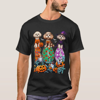 Camiseta Bote Tres Halloween Maltipoos Cosplay Bruja Mummy