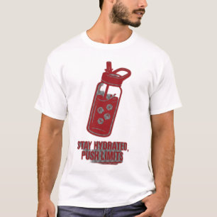 Camiseta Botella de agua roja del gimnasio Mantente hidrata