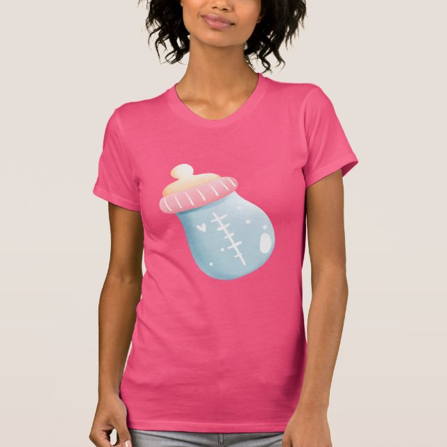 Camiseta Botella de bebé azul y rosa (Anverso)