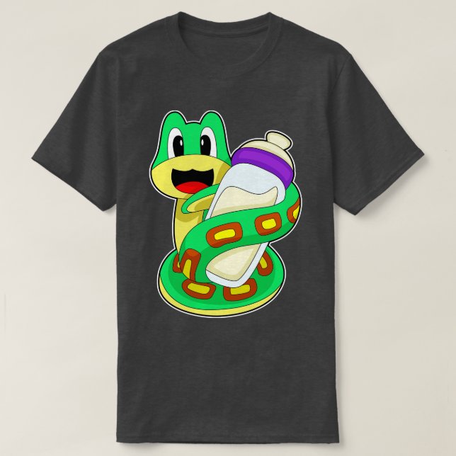 Camiseta Botella de bebé de serpiente Leche (Diseño del anverso)