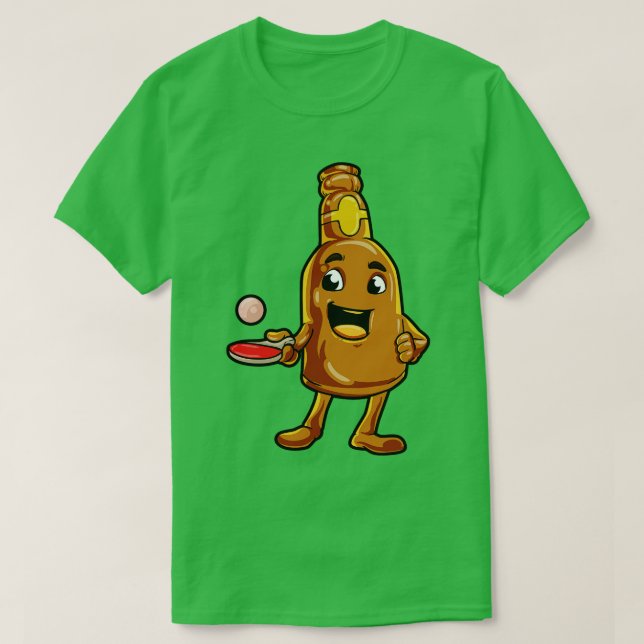 Camiseta Botella de cerveza como Beer Pong con bola de ping (Diseño del anverso)