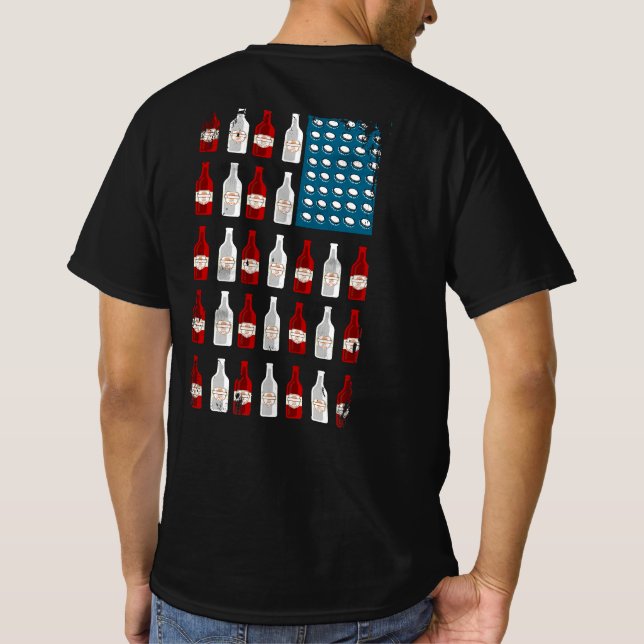 Camiseta Botella de cerveza Patriótica Bandera estadouniden (Reverso)