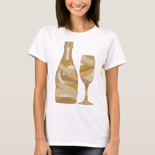 Camiseta Botella de champán gris chic y vaso